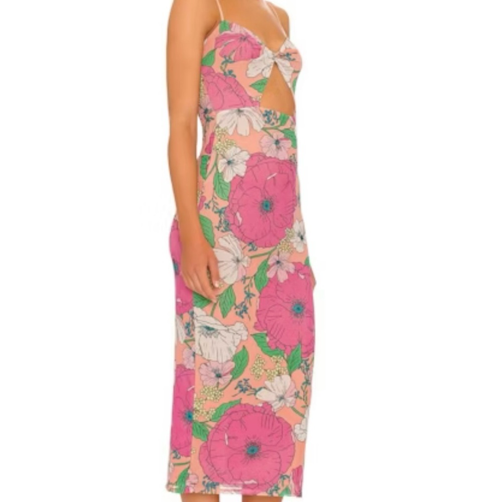 AFRM Pink and Cream Floral Midi Dress